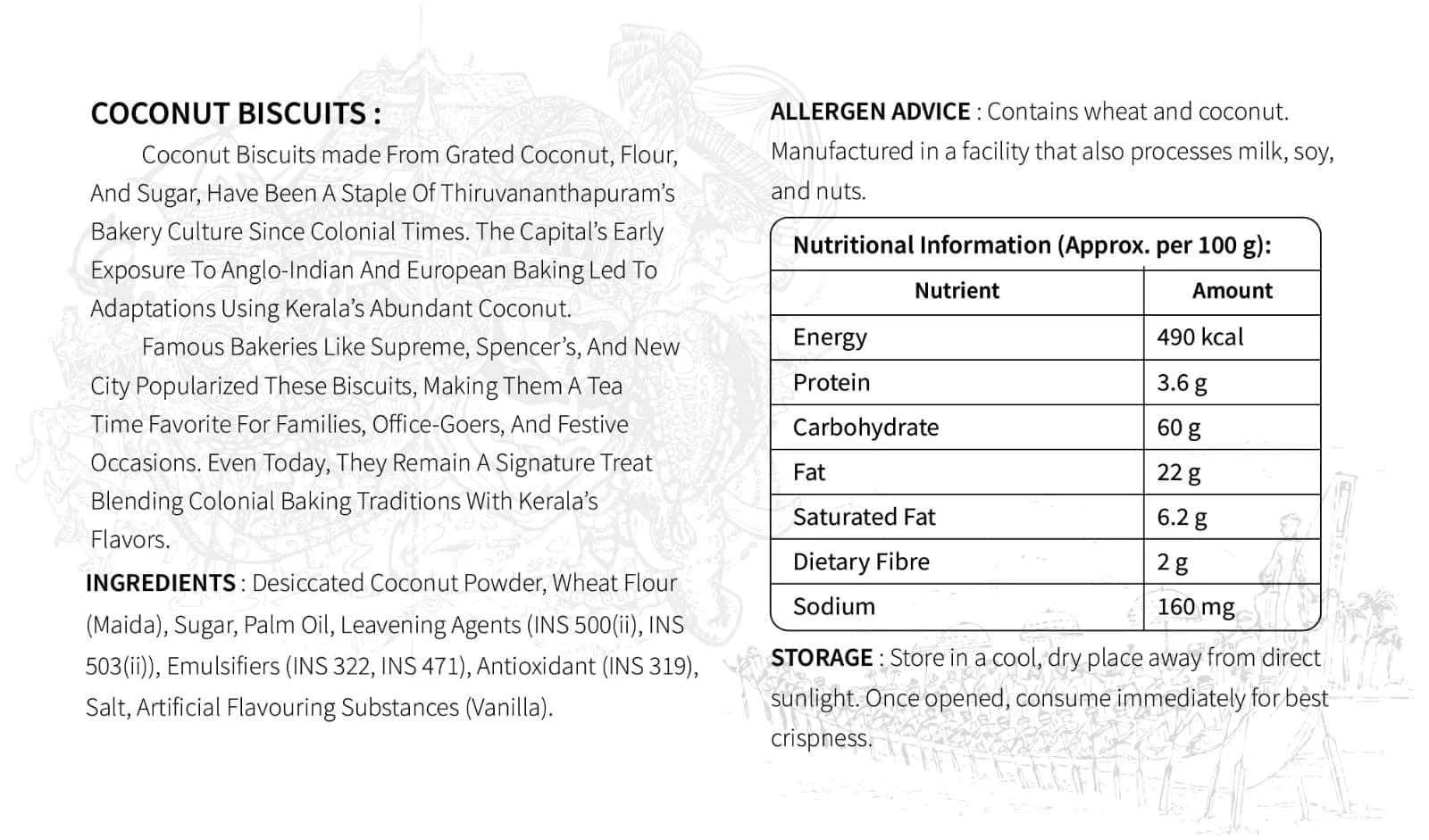 Nutritional information and images of local snacks from Thiruvananthapuram