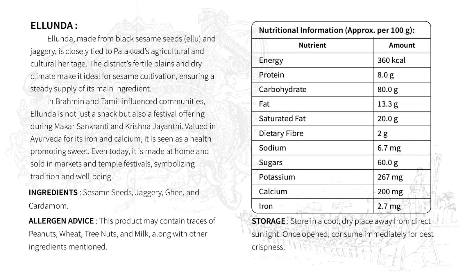Nutritional information and images of local snacks from Palakkad